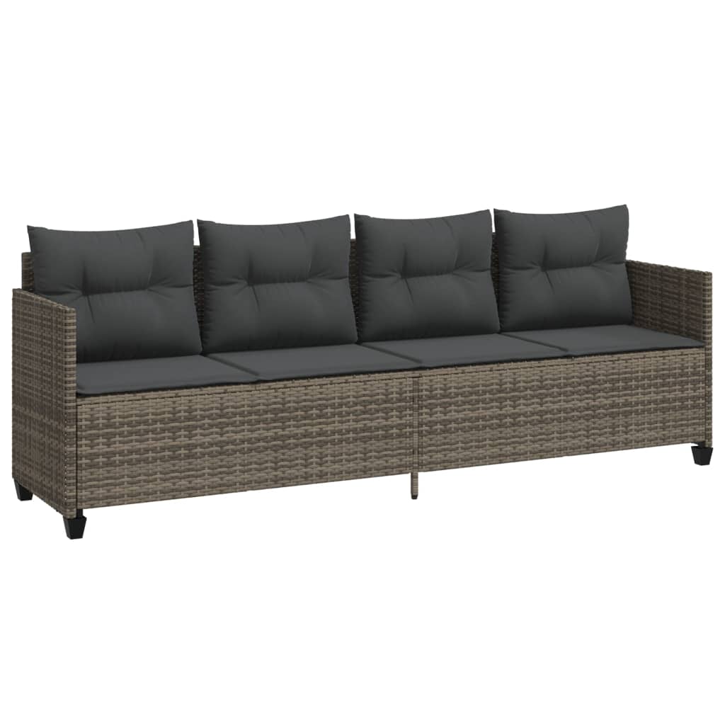Lettino Prendisole con Cuscini GrigioÃ‚Â in Polyrattan