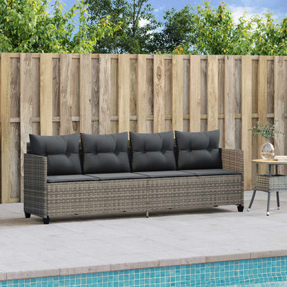 Lettino Prendisole con Cuscini GrigioÃ‚Â in Polyrattan