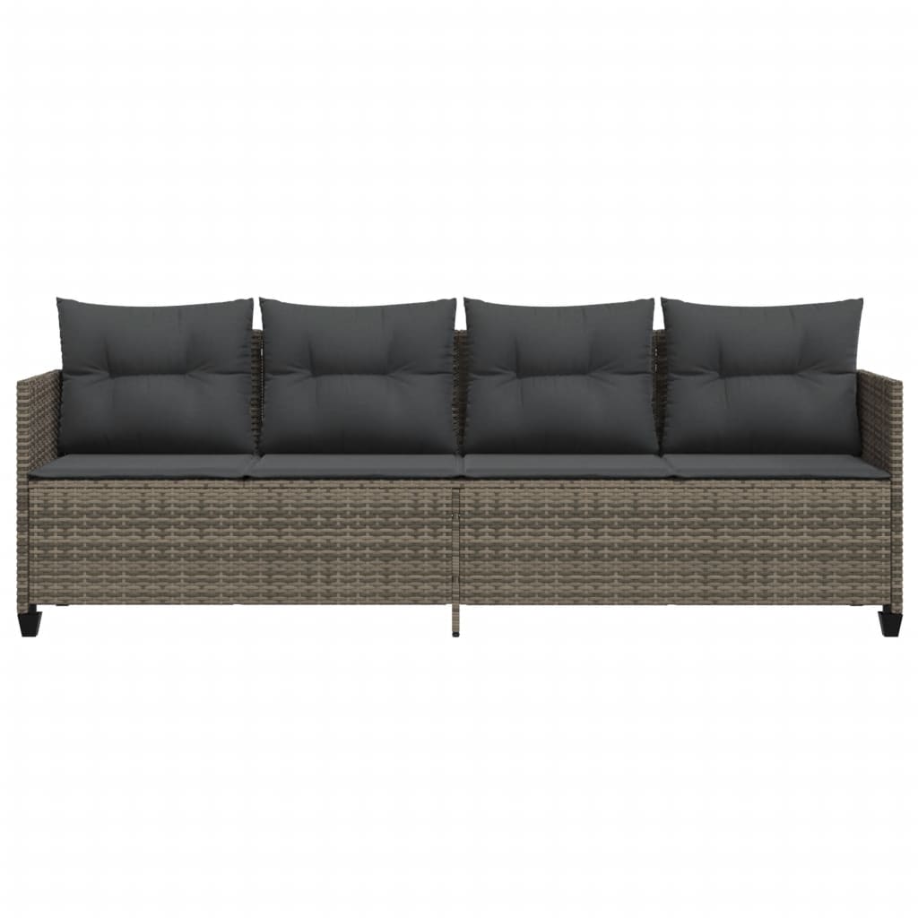 Lettino Prendisole con Cuscini GrigioÃ‚Â in Polyrattan