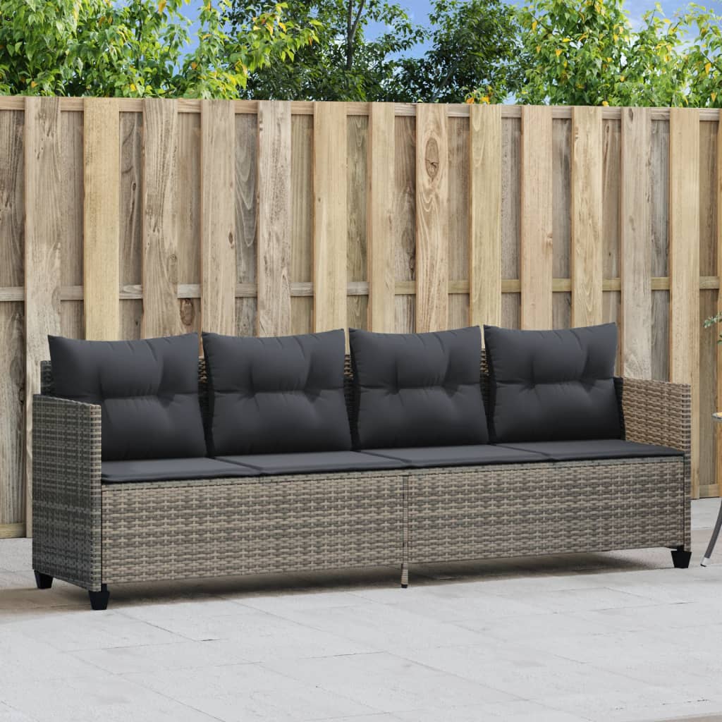 Lettino Prendisole con Cuscini GrigioÃ‚Â in Polyrattan