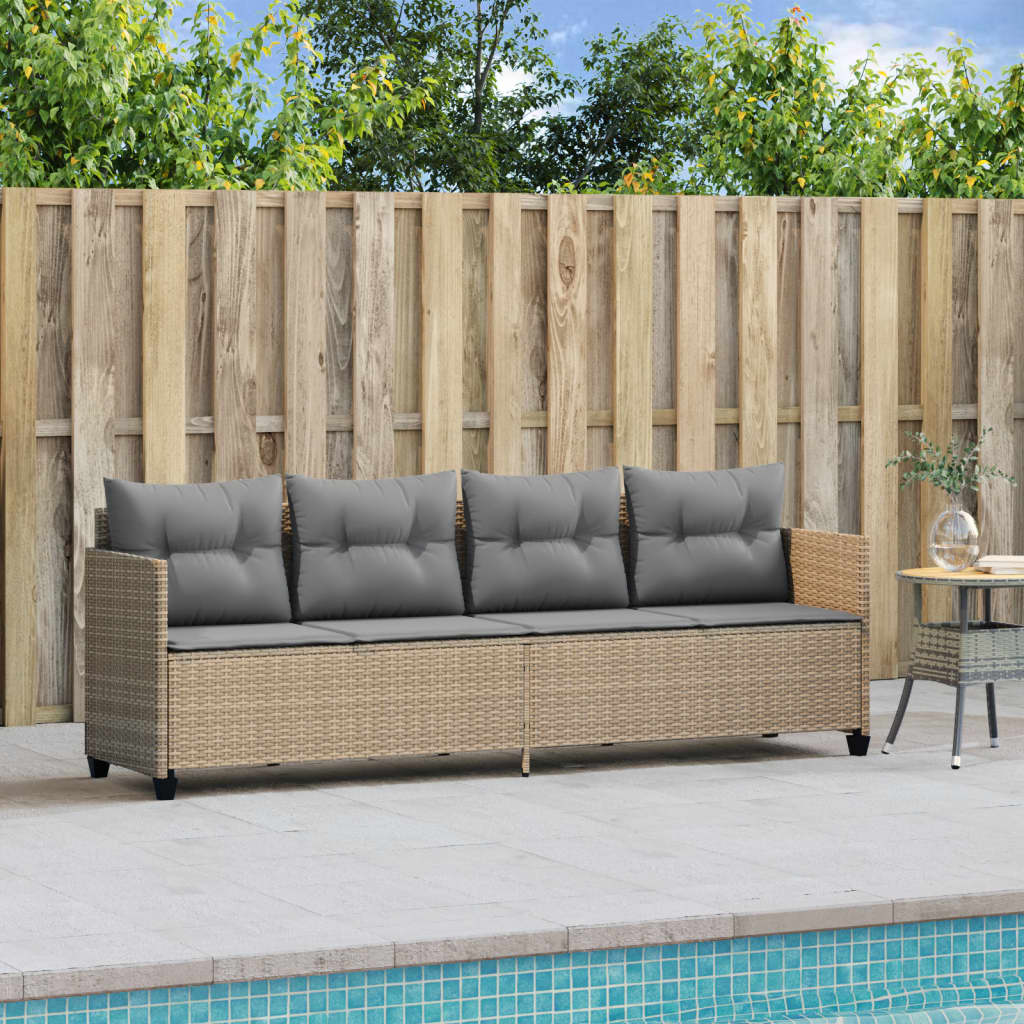 Lettino Prendisole con Cuscini BeigeÂ in Polyrattan