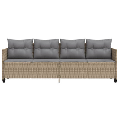 Lettino Prendisole con Cuscini Beige in Polyrattan