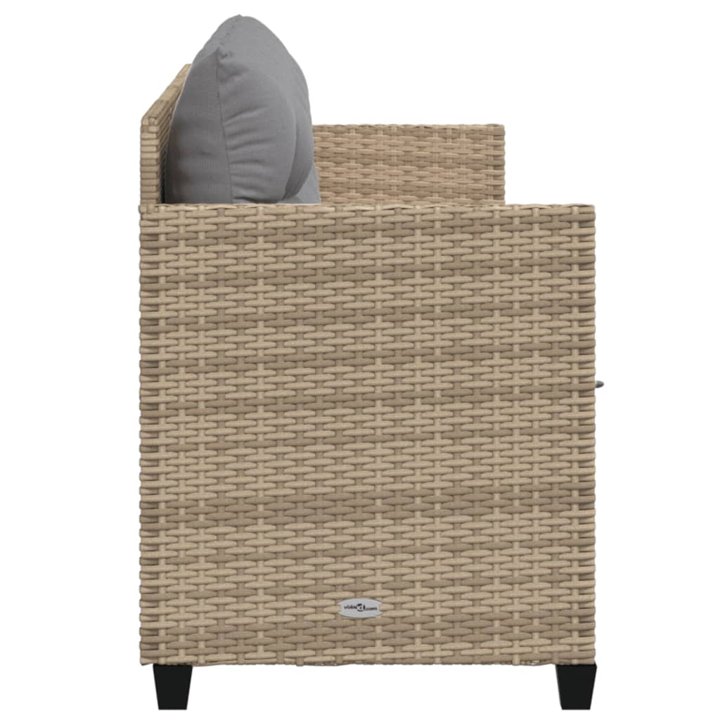 Lettino Prendisole con Cuscini BeigeÂ in Polyrattan