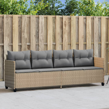 Lettino Prendisole con Cuscini BeigeÂ in Polyrattan