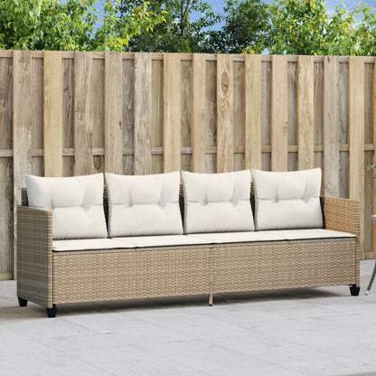 Lettino Prendisole con Cuscini Beige in Polyrattan