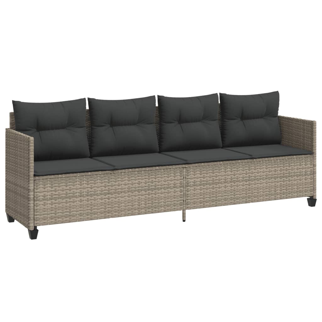 Lettino Prendisole con Cuscini Grigio ChiaroÂ in Polyrattan