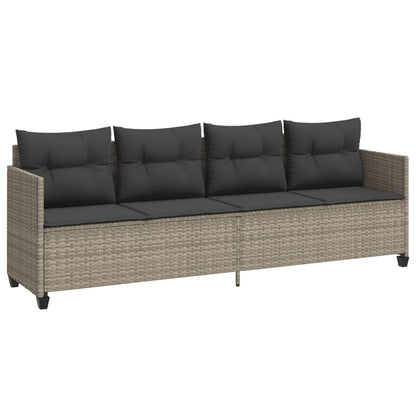 Lettino Prendisole con Cuscini Grigio ChiaroÂ in Polyrattan