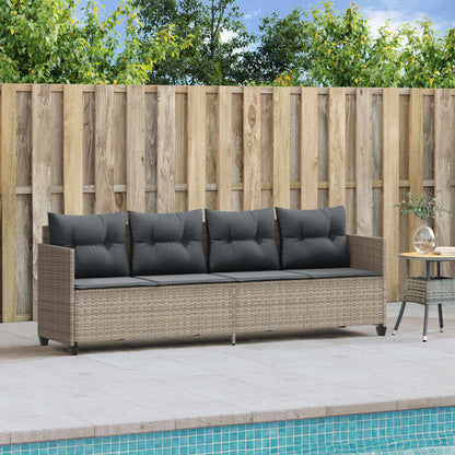 Lettino Prendisole con Cuscini Grigio ChiaroÂ in Polyrattan