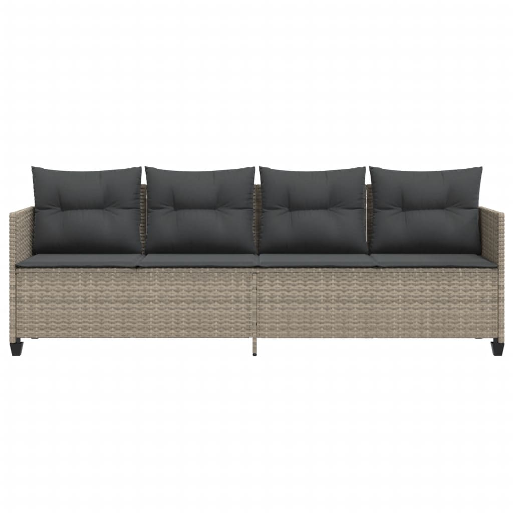 Lettino Prendisole con Cuscini Grigio ChiaroÂ in Polyrattan