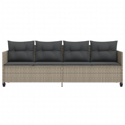 Lettino Prendisole con Cuscini Grigio ChiaroÂ in Polyrattan