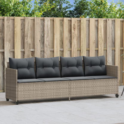 Lettino Prendisole con Cuscini Grigio ChiaroÂ in Polyrattan