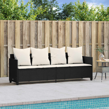 Lettino Prendisole con Cuscini NeroÂ in Polyrattan