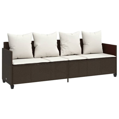 Lettino Prendisole con Cuscini MarroneÂ in Polyrattan