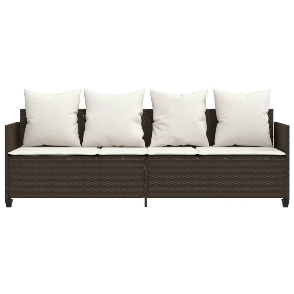 Lettino Prendisole con Cuscini MarroneÂ in Polyrattan