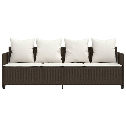 Lettino Prendisole con Cuscini MarroneÂ in Polyrattan