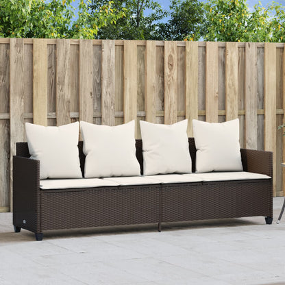 Lettino Prendisole con Cuscini MarroneÂ in Polyrattan