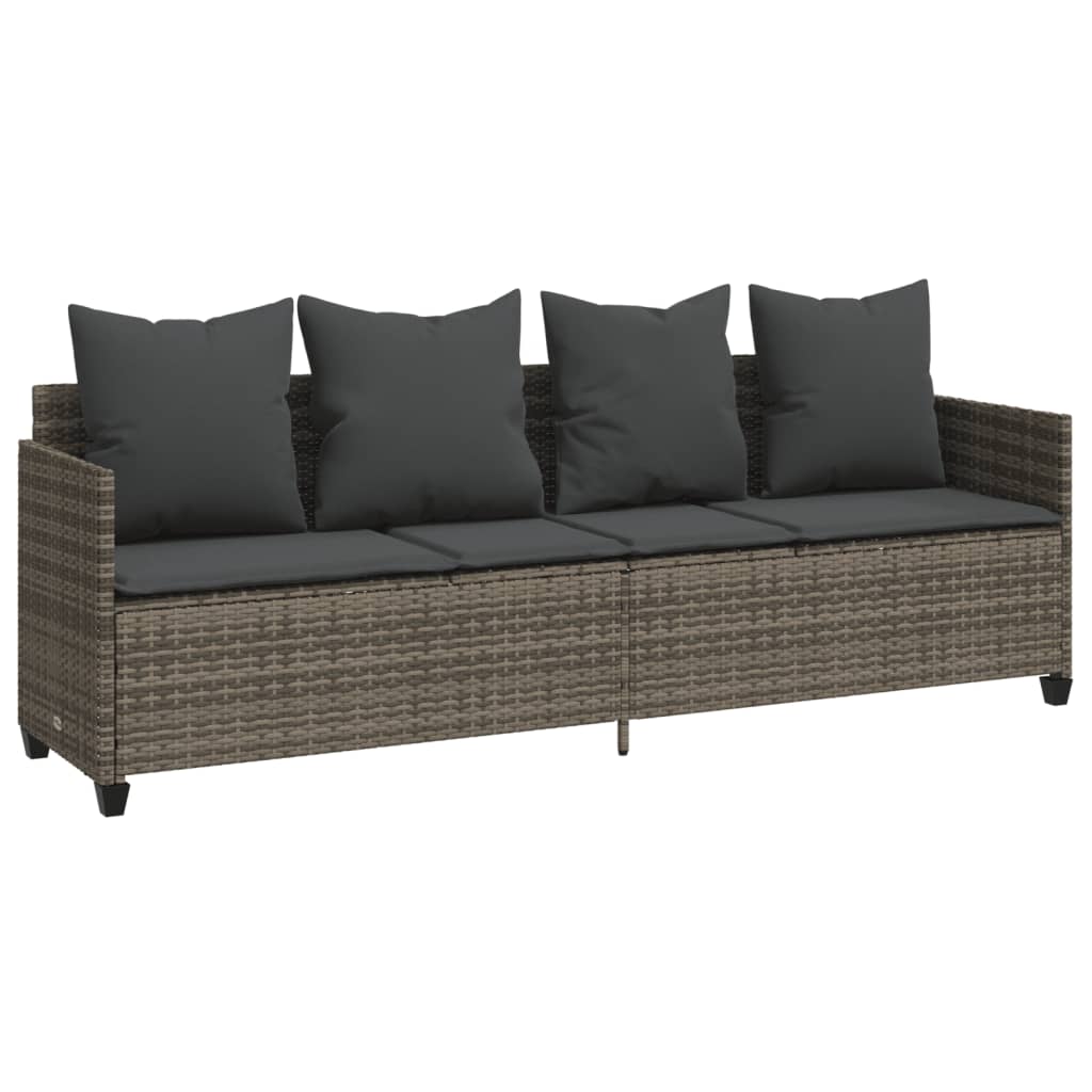 Lettino Prendisole con Cuscini GrigioÃ‚Â in Polyrattan