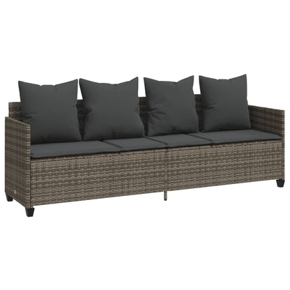 Lettino Prendisole con Cuscini GrigioÃ‚Â in Polyrattan