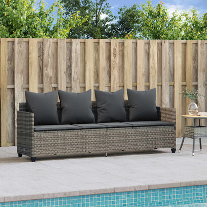 Lettino Prendisole con Cuscini GrigioÃ‚Â in Polyrattan