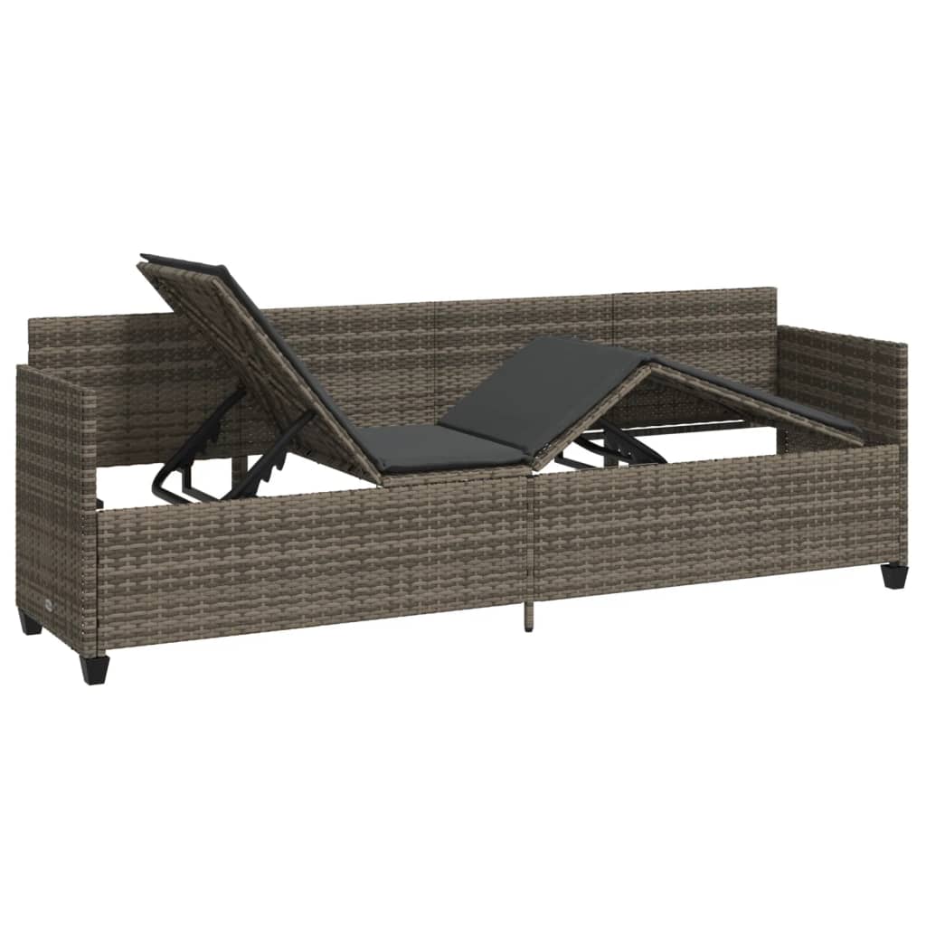 Lettino Prendisole con Cuscini GrigioÃ‚Â in Polyrattan
