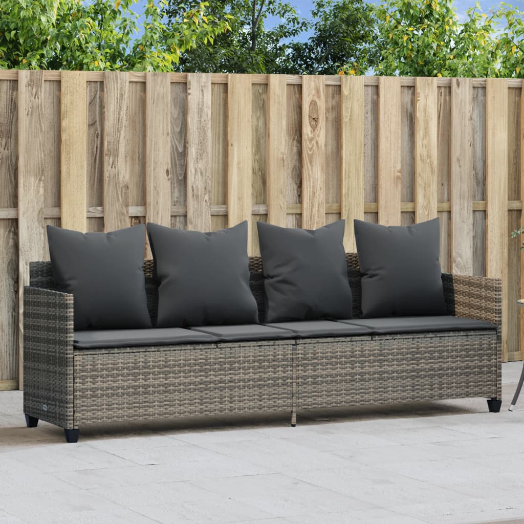 Lettino Prendisole con Cuscini GrigioÃ‚Â in Polyrattan