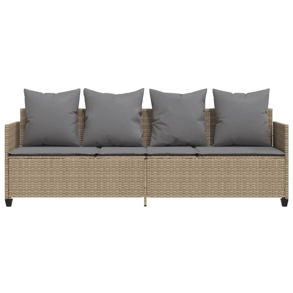 Lettino Prendisole con Cuscini BeigeÂ in Polyrattan