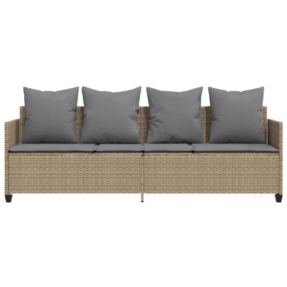 Lettino Prendisole con Cuscini BeigeÂ in Polyrattan