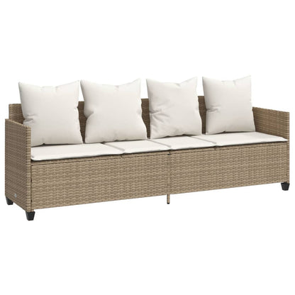 Lettino Prendisole con Cuscini BeigeÂ in Polyrattan