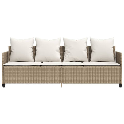 Lettino Prendisole con Cuscini BeigeÂ in Polyrattan
