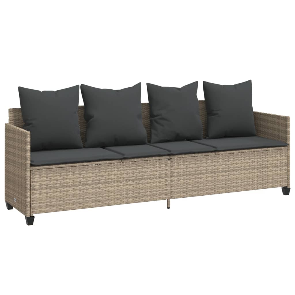Lettino Prendisole con Cuscini Grigio ChiaroÂ in Polyrattan