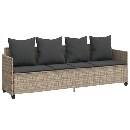 Lettino Prendisole con Cuscini Grigio ChiaroÂ in Polyrattan