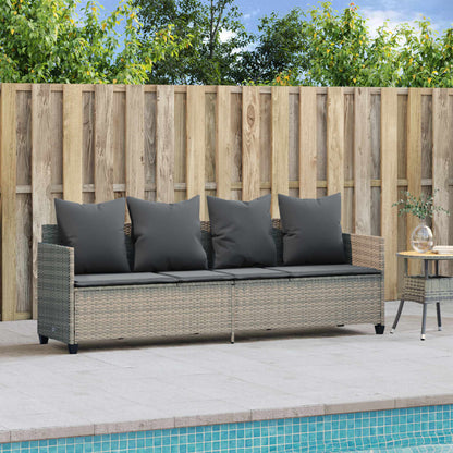 Lettino Prendisole con Cuscini Grigio ChiaroÂ in Polyrattan
