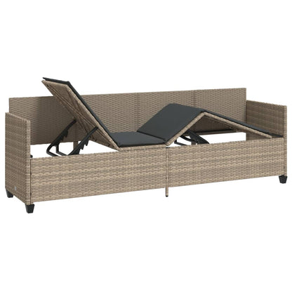 Lettino Prendisole con Cuscini Grigio ChiaroÂ in Polyrattan