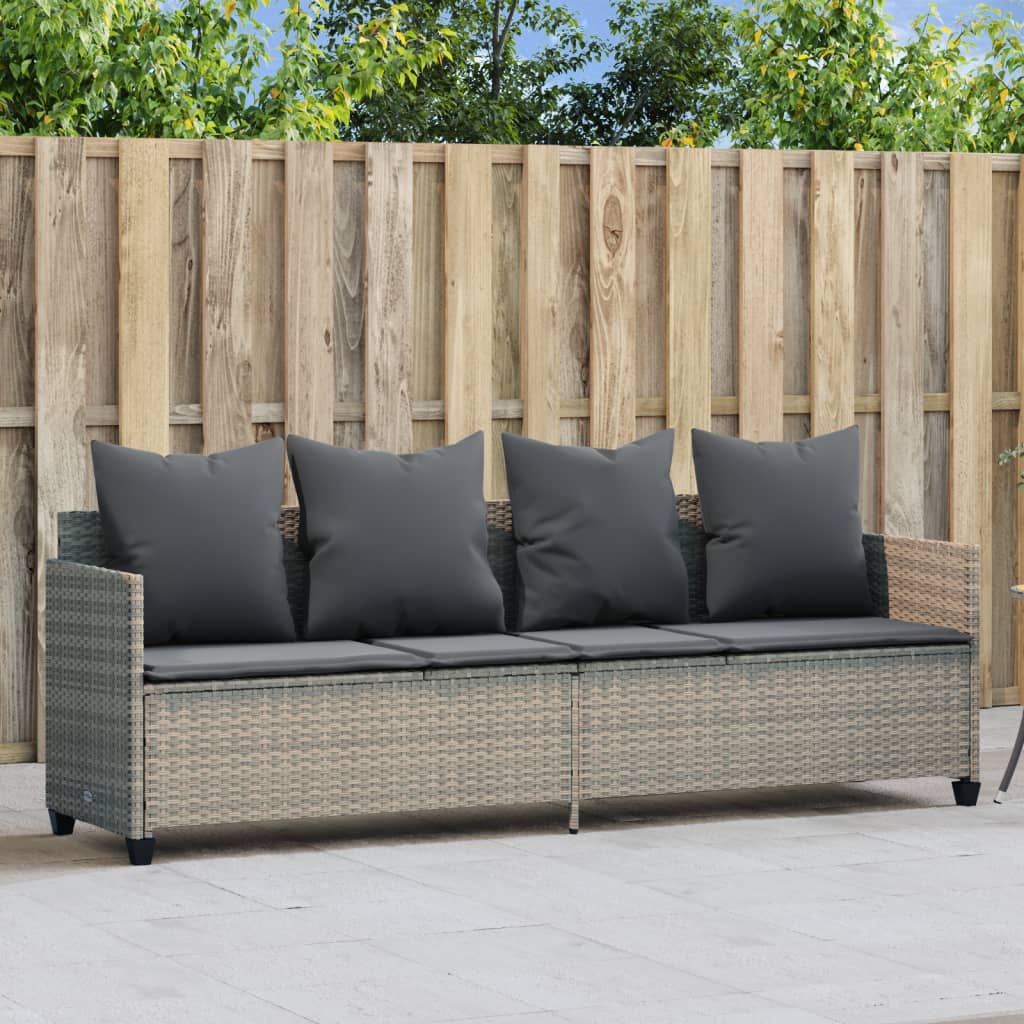 Lettino Prendisole con Cuscini Grigio ChiaroÂ in Polyrattan