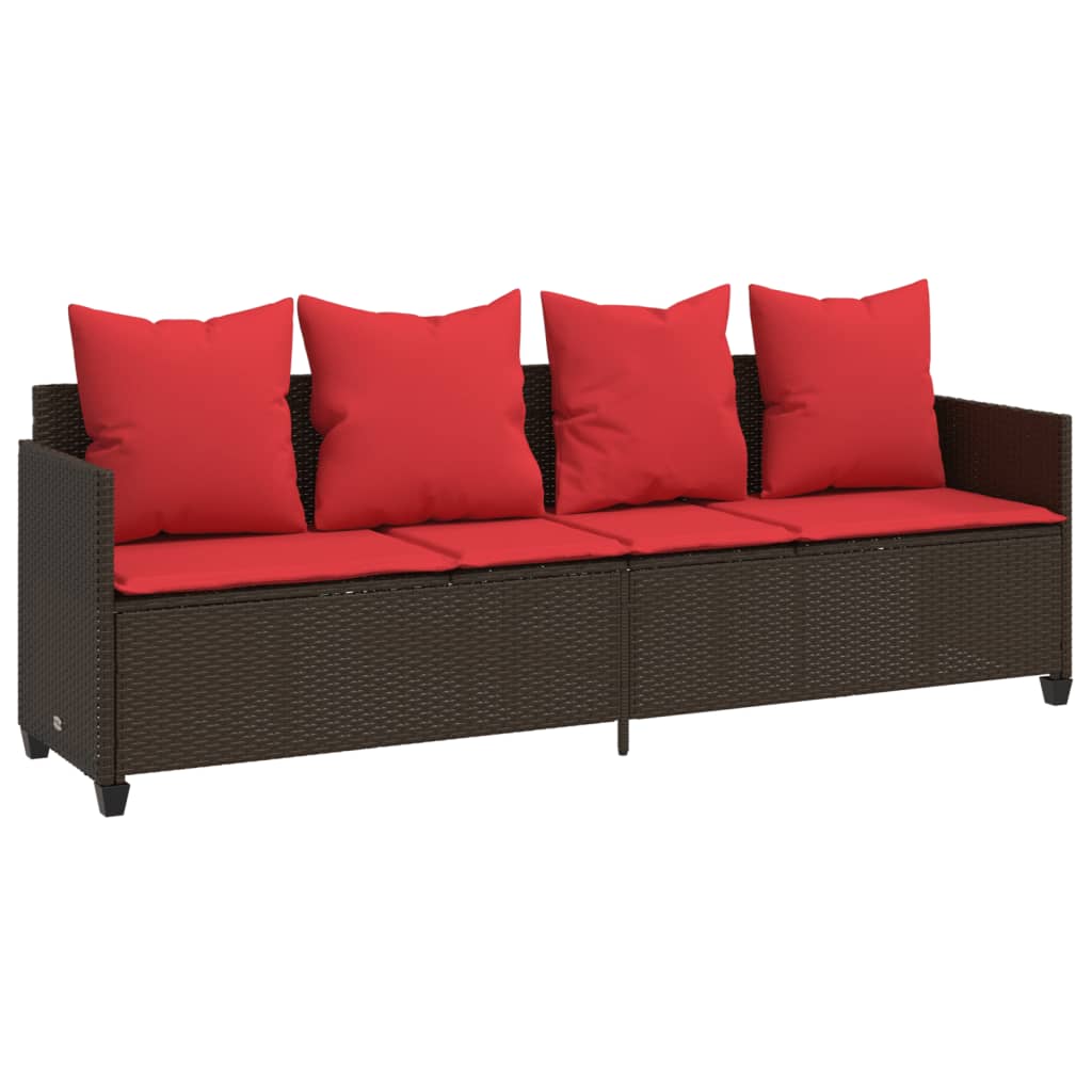 Lettino Prendisole con Cuscini MarroneÂ in Polyrattan