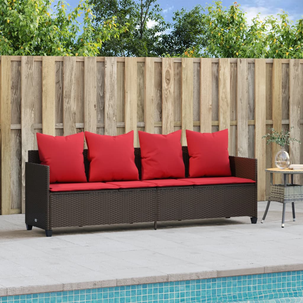 Lettino Prendisole con Cuscini MarroneÂ in Polyrattan