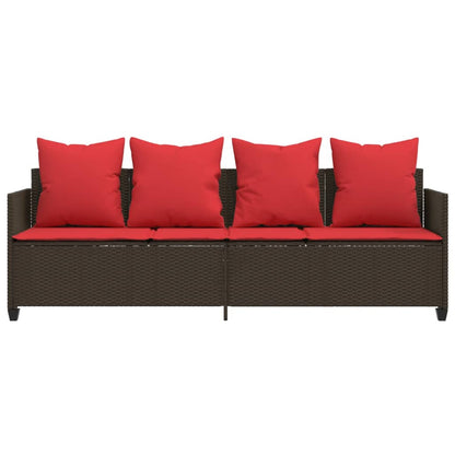 Lettino Prendisole con Cuscini MarroneÂ in Polyrattan