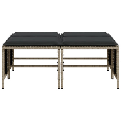 Sgabelli da Giardino con Cuscini 4 pz Grigio Chiaro Polyrattan