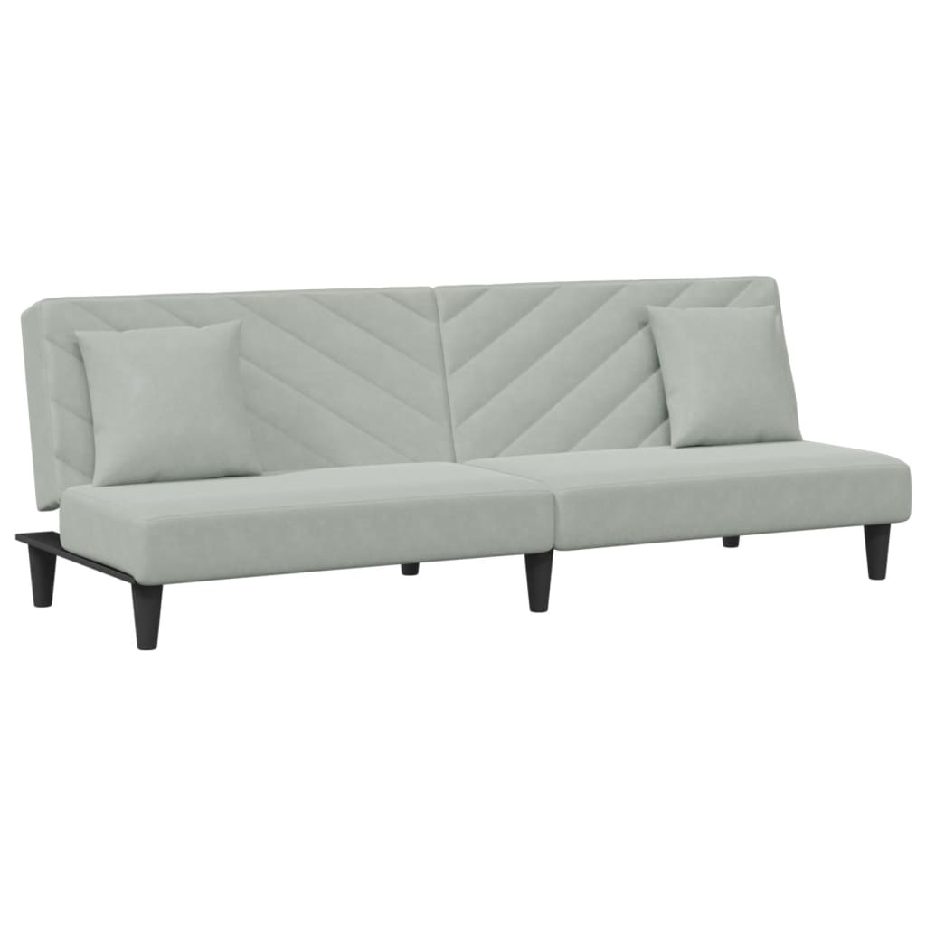 Set di Divani 2 pz con Cuscini Grigio Chiaro in Velluto