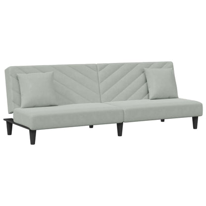 Set di Divani 2 pz con Cuscini Grigio Chiaro in Velluto
