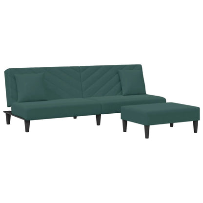 Set di Divani 2 pz con Cuscini Verde scuro in Velluto