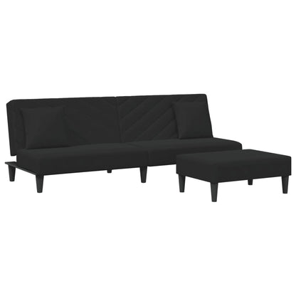 Set di Divani 2 pz con Cuscini Nero in Velluto
