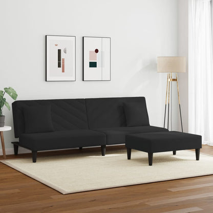 Set di Divani 2 pz con Cuscini Nero in Velluto