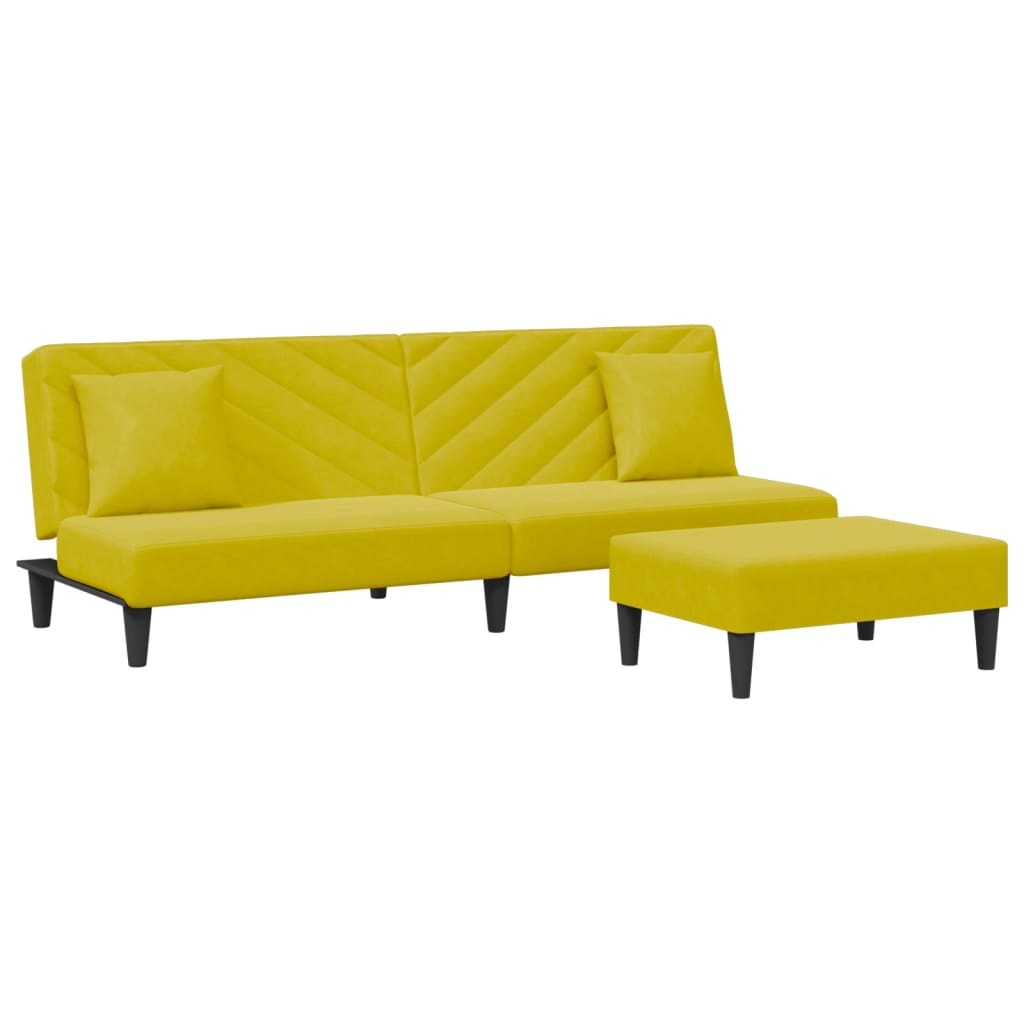 Set di Divani 2 pz con Cuscini giallo in Velluto