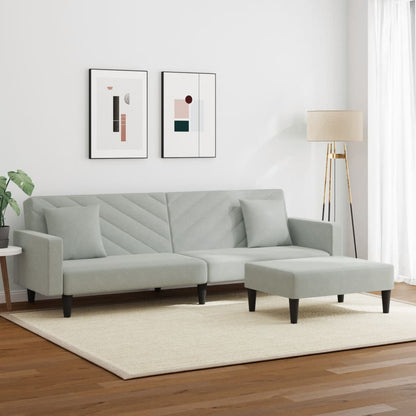 Set di Divani 2 pz con Cuscini Grigio Chiaro in Velluto