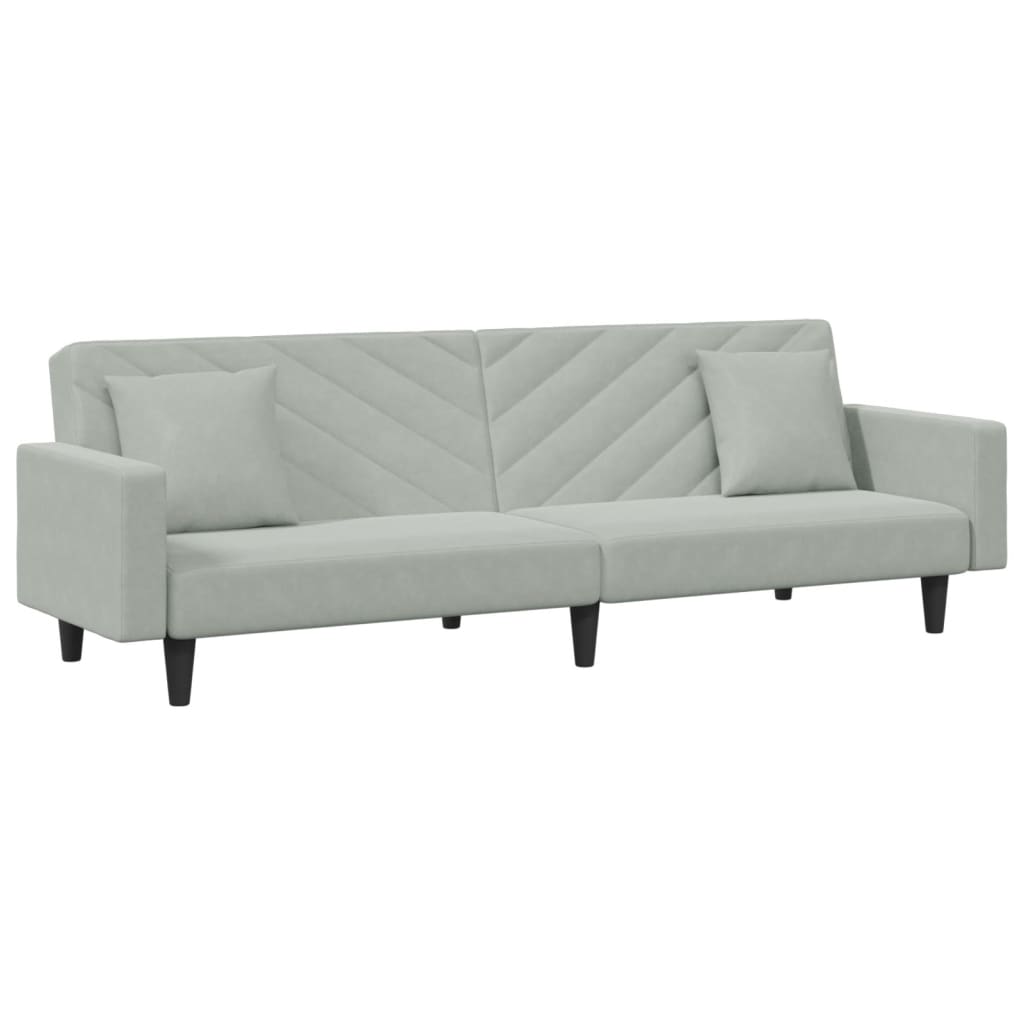 Set di Divani 2 pz con Cuscini Grigio Chiaro in Velluto