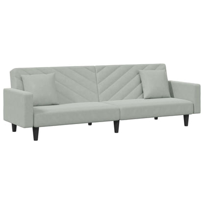 Set di Divani 2 pz con Cuscini Grigio Chiaro in Velluto