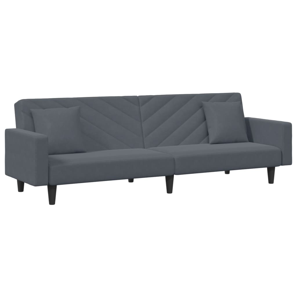Set di Divani 2 pz con Cuscini Grigio Scuro in Velluto