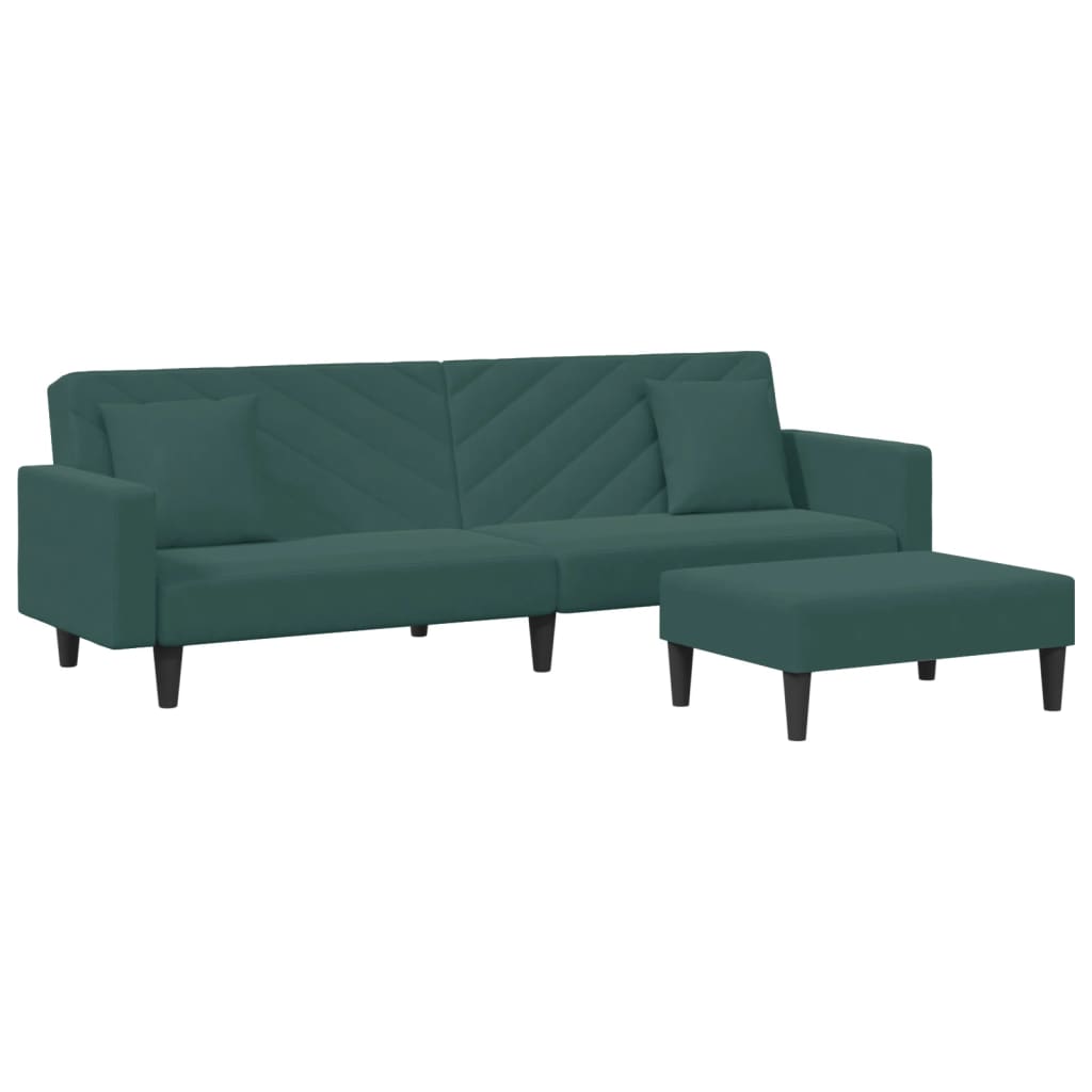 Set di Divani 2 pz con Cuscini Verde scuro in Velluto