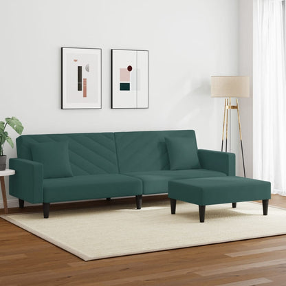 Set di Divani 2 pz con Cuscini Verde scuro in Velluto